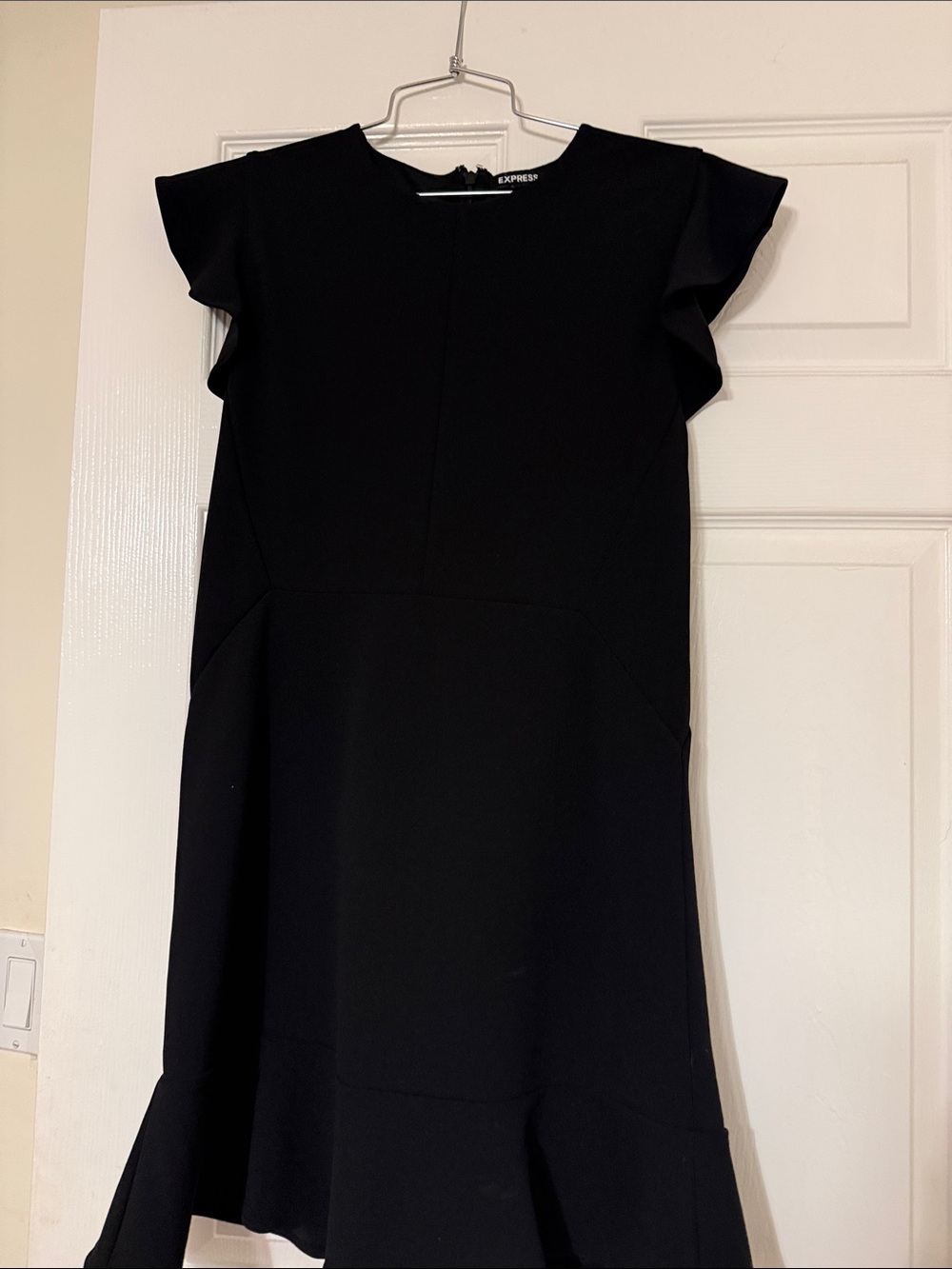 Express Black Comforter-style Dress with Ruffle Sleeves